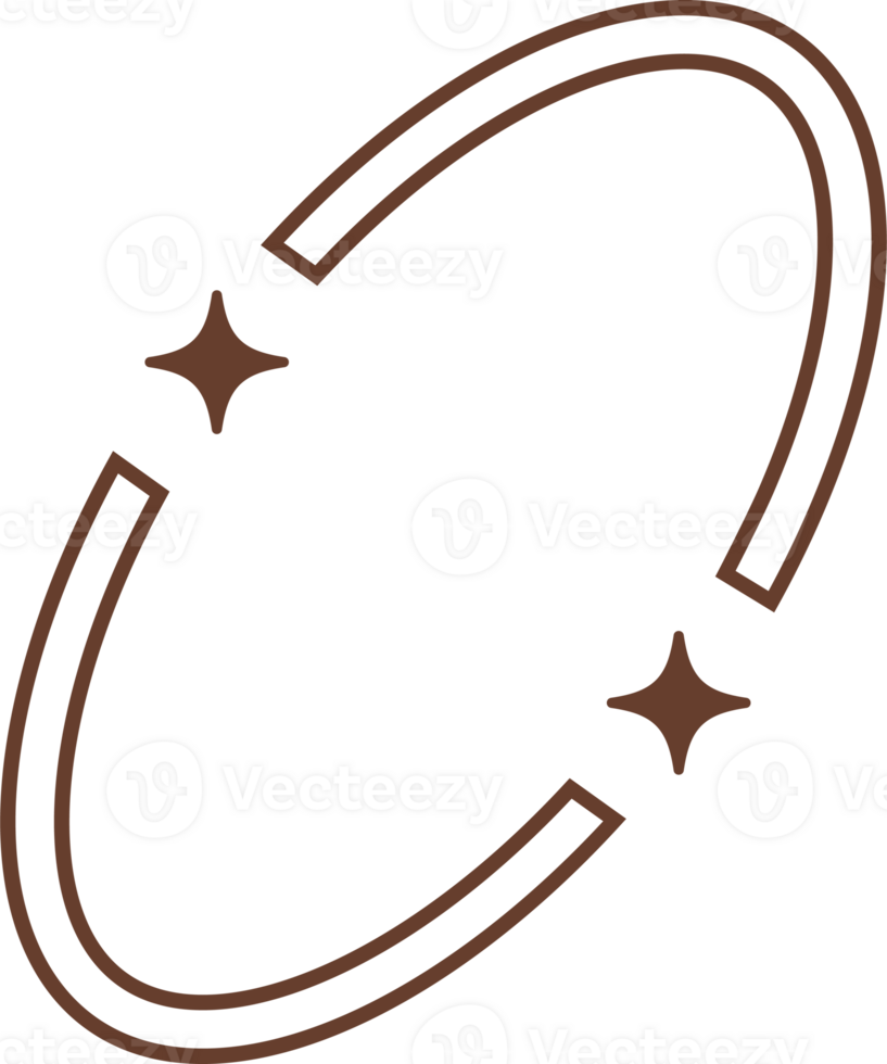 estético oval quadro, Armação com estrelas. mínimo ano 2000 esboço gráfico Projeto com brilhos. abstrato arco fronteira. na moda boho geométrico modelo png