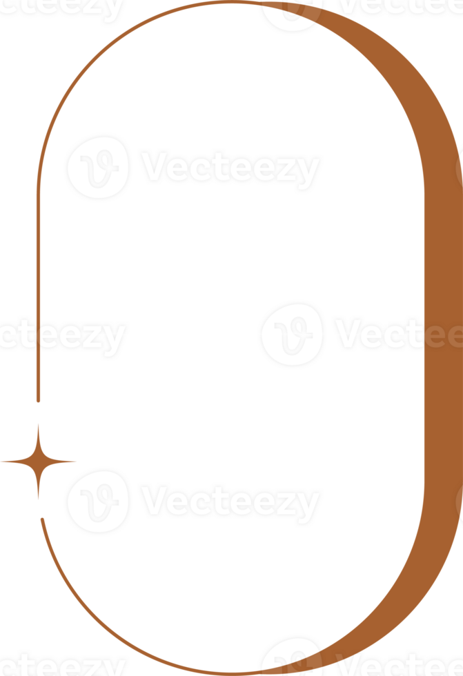 esthetisch ovaal kader vorm geven aan. schets minimaal grafisch element met sterren. abstract boho boog met schittert. modieus meetkundig sjabloon voor poster en verhaal. png