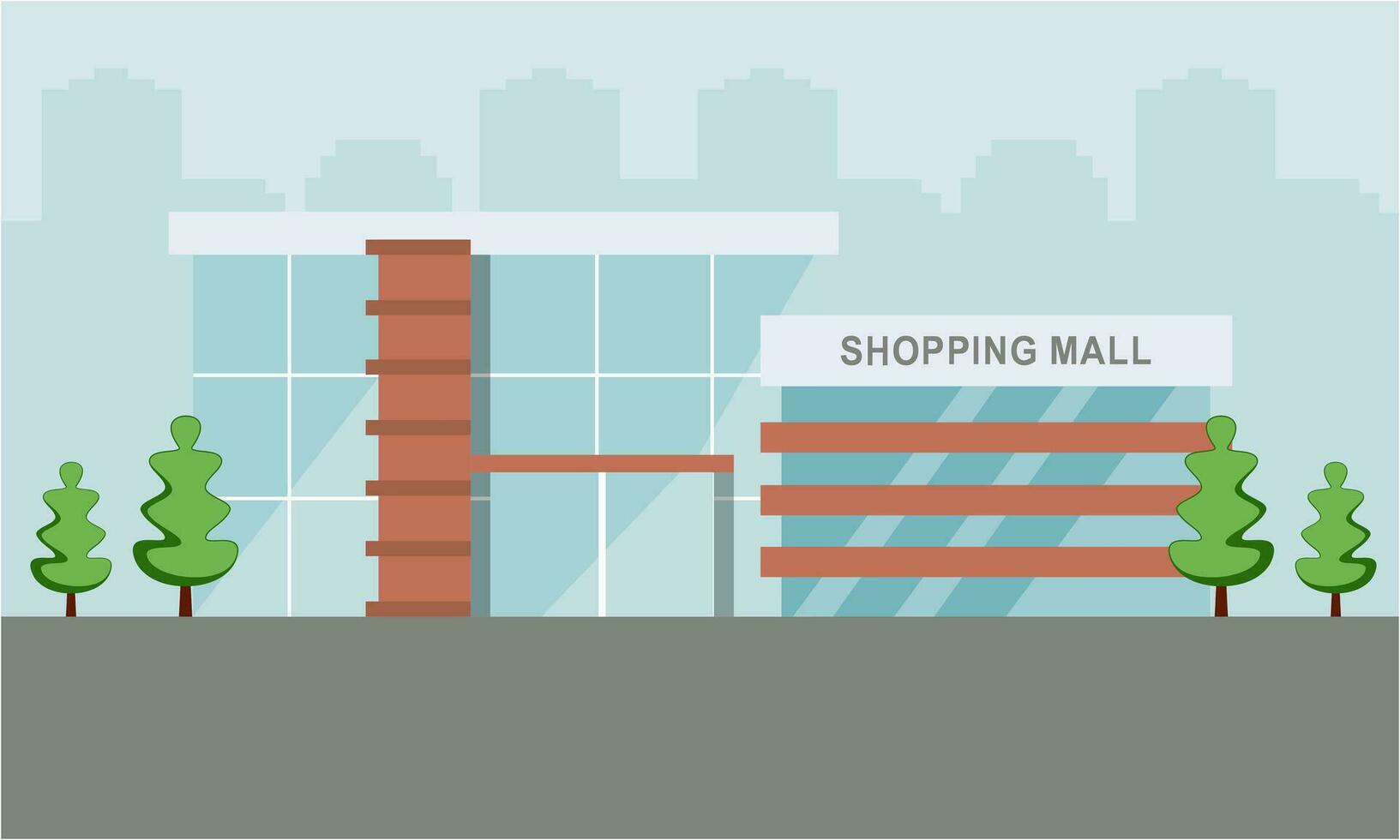 Shopping mall outside composition mall building illustration vector