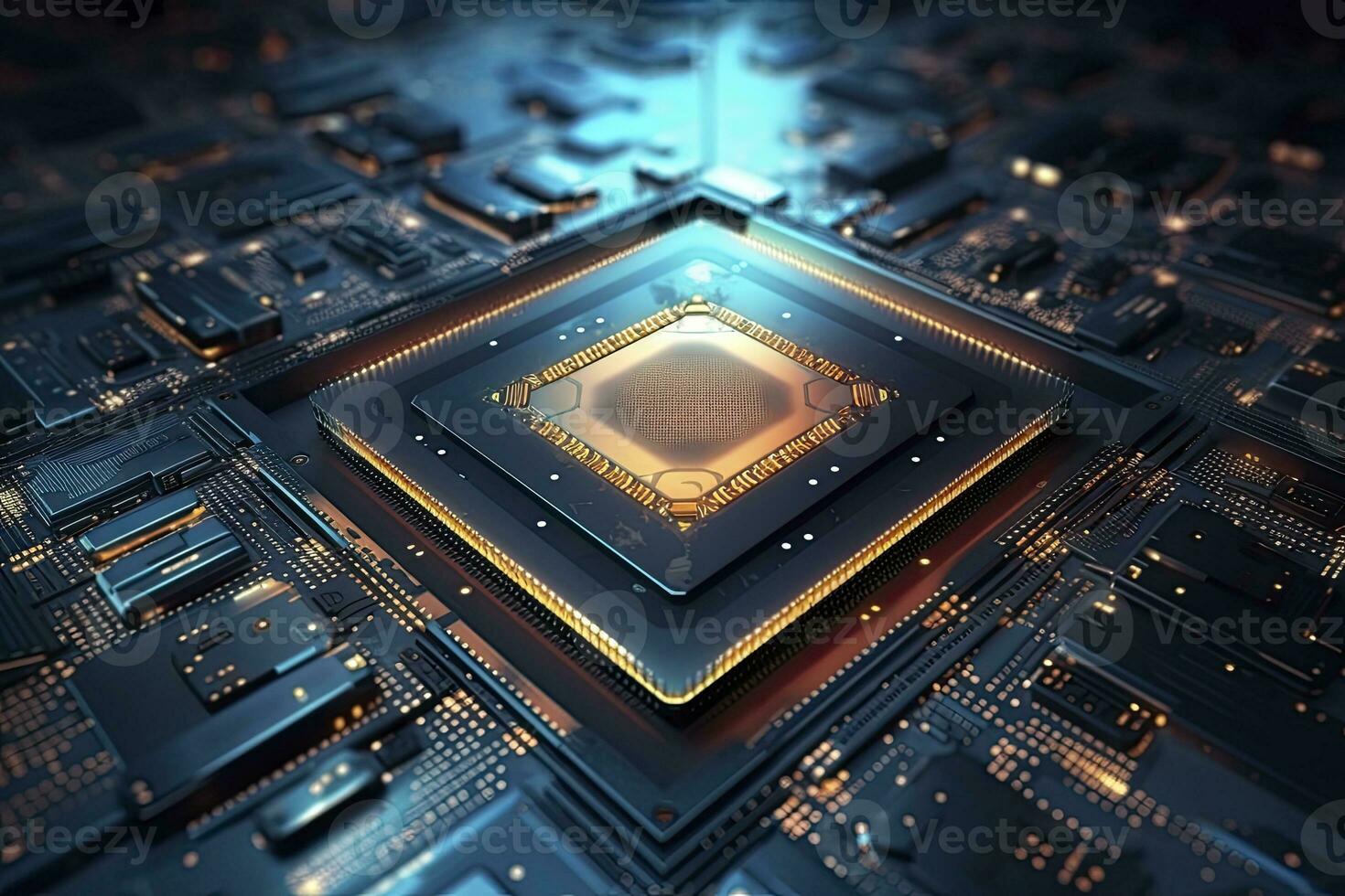 AI generated Futuristic central processor unit. Powerful Quantum CPU motherboard. AI Generated photo
