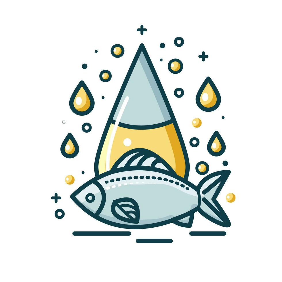 pescado petróleo gota. vector gotas y pescado logo, tratamiento nutrición piel cuidado, omega 3.