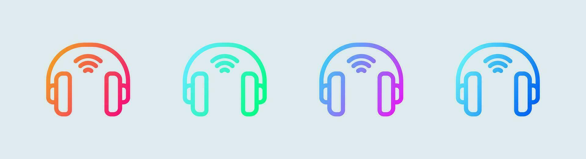 Wireless headphone line icon in gradient colors. Earphones signs vector illustration.