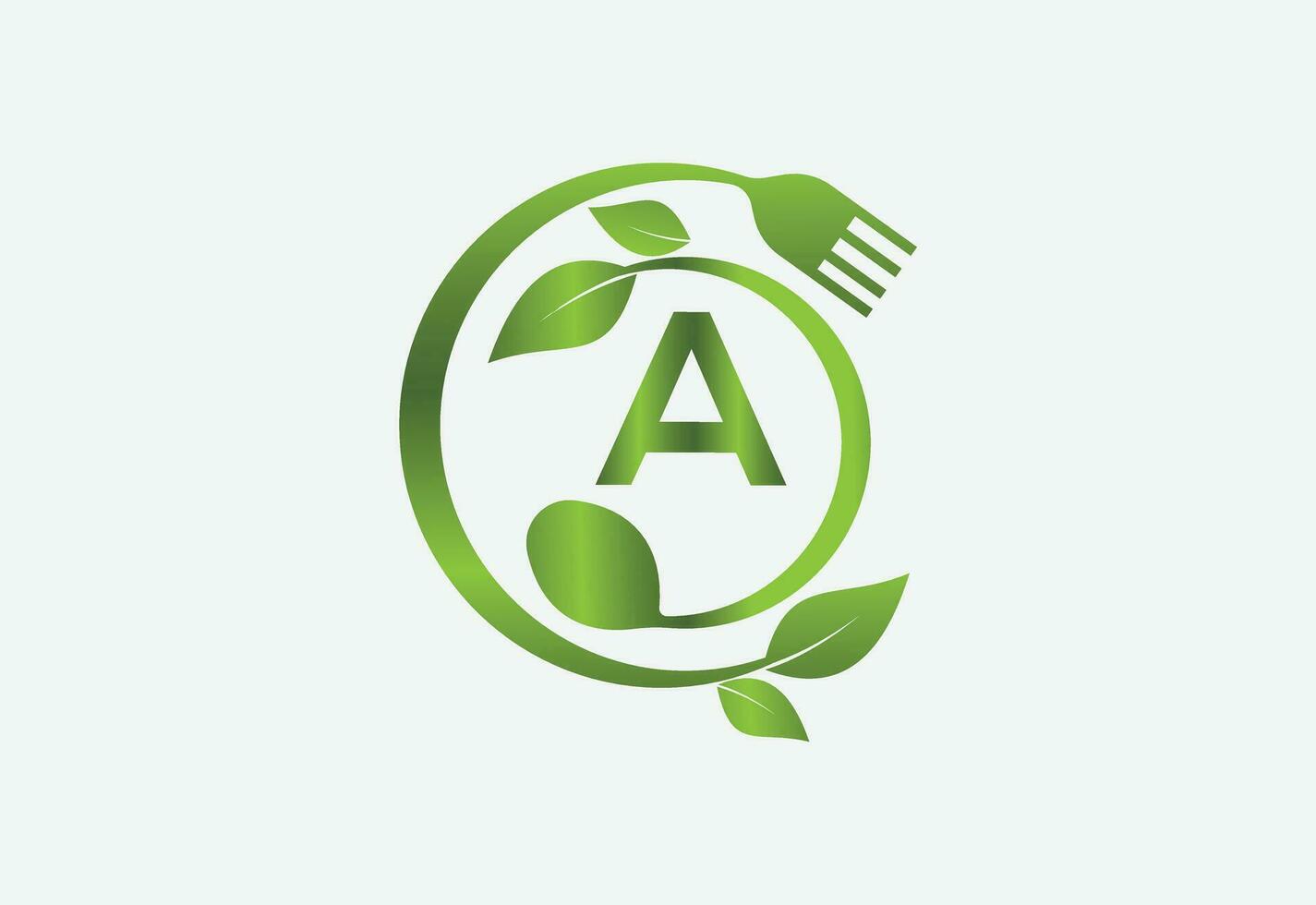 Nature and latter A with frok and spoon and healthy food vector