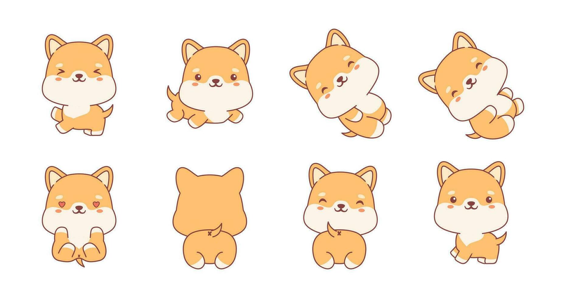 Set of kawaii dog illustration collection vector