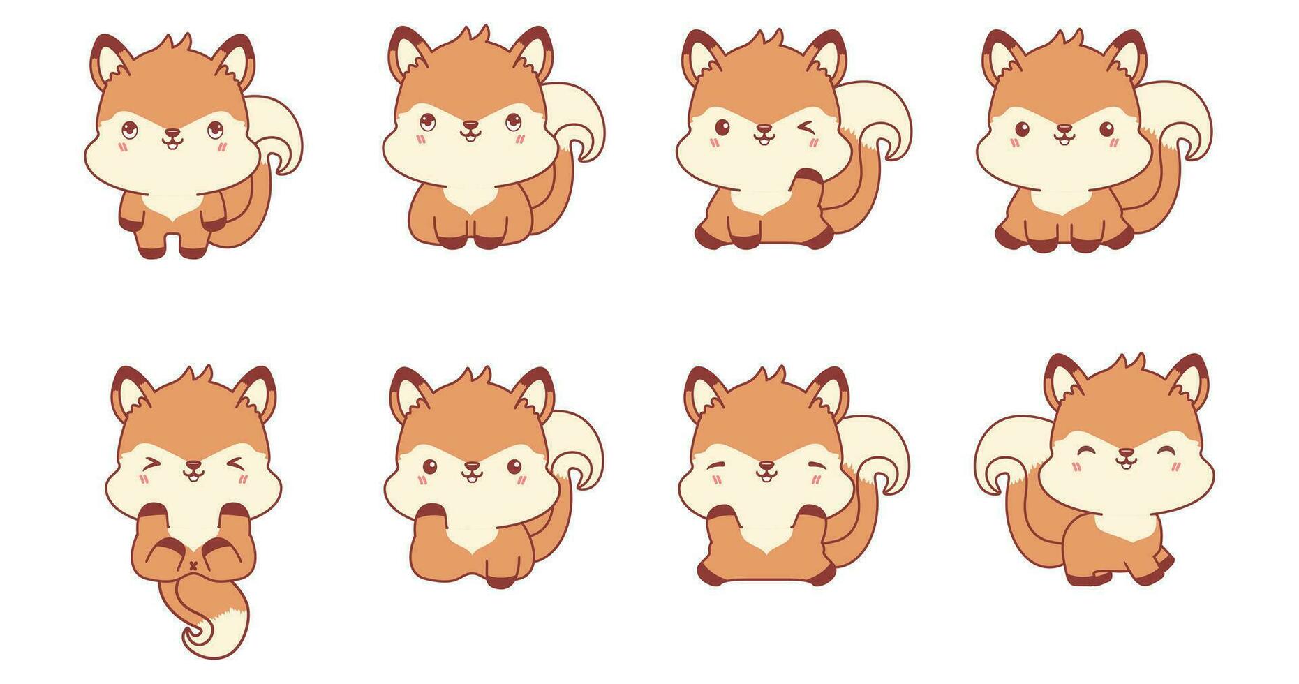 Set of kawaii squirrel illustration collection vector