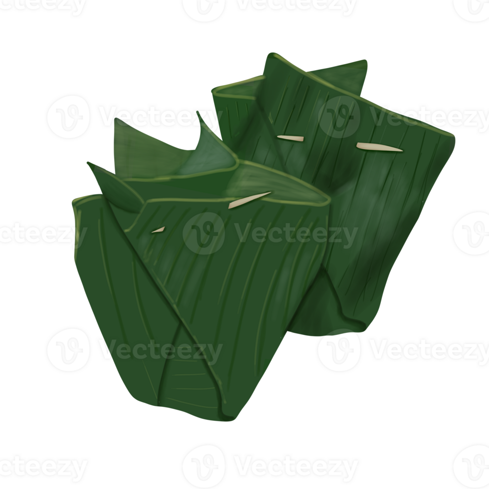 Two banana leaf wrap on png transparant background