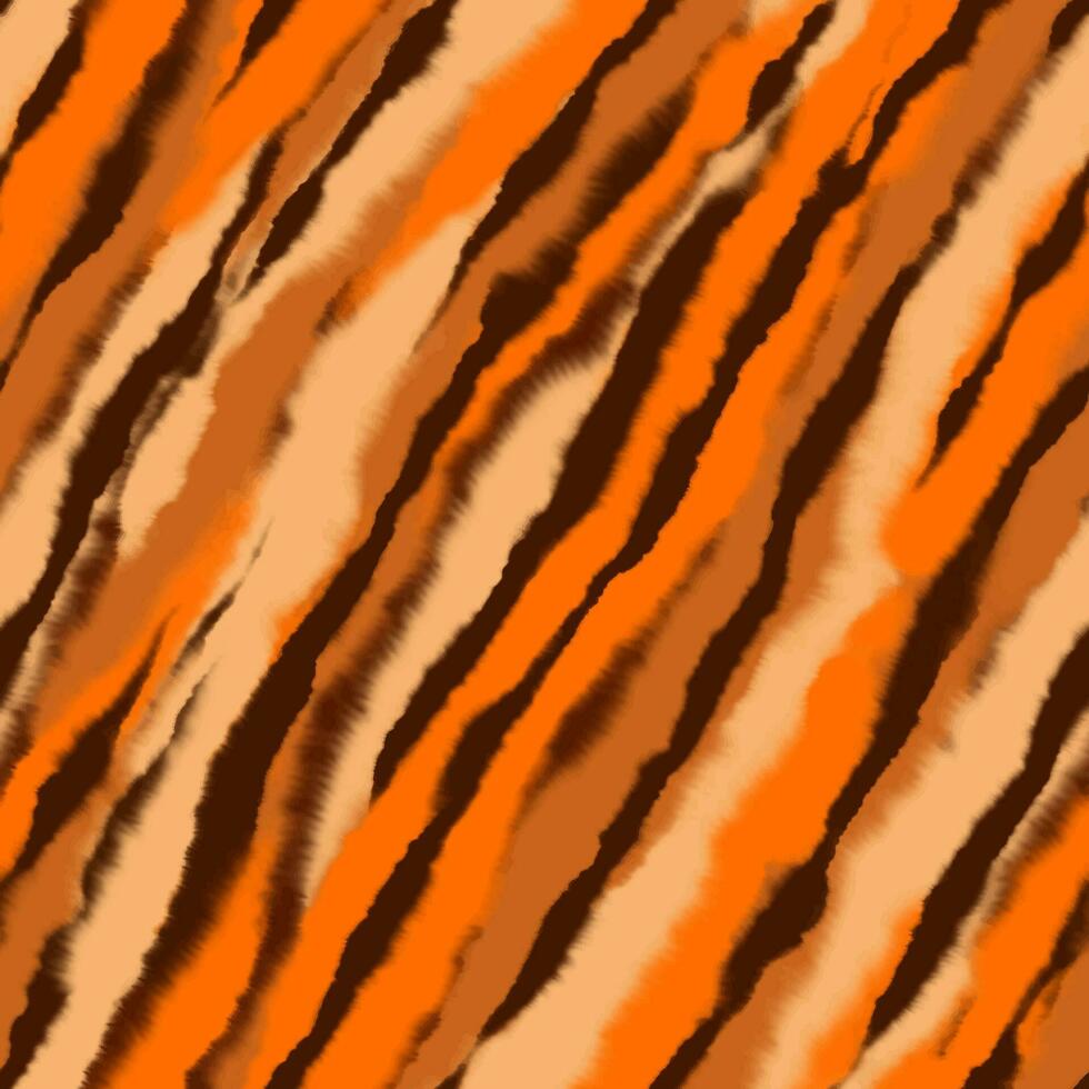 Tiger skin seamless pattern. Watercolor diagonal waves. Abstract blurred pattern with curved stripes in beige, orange and brown colors vector