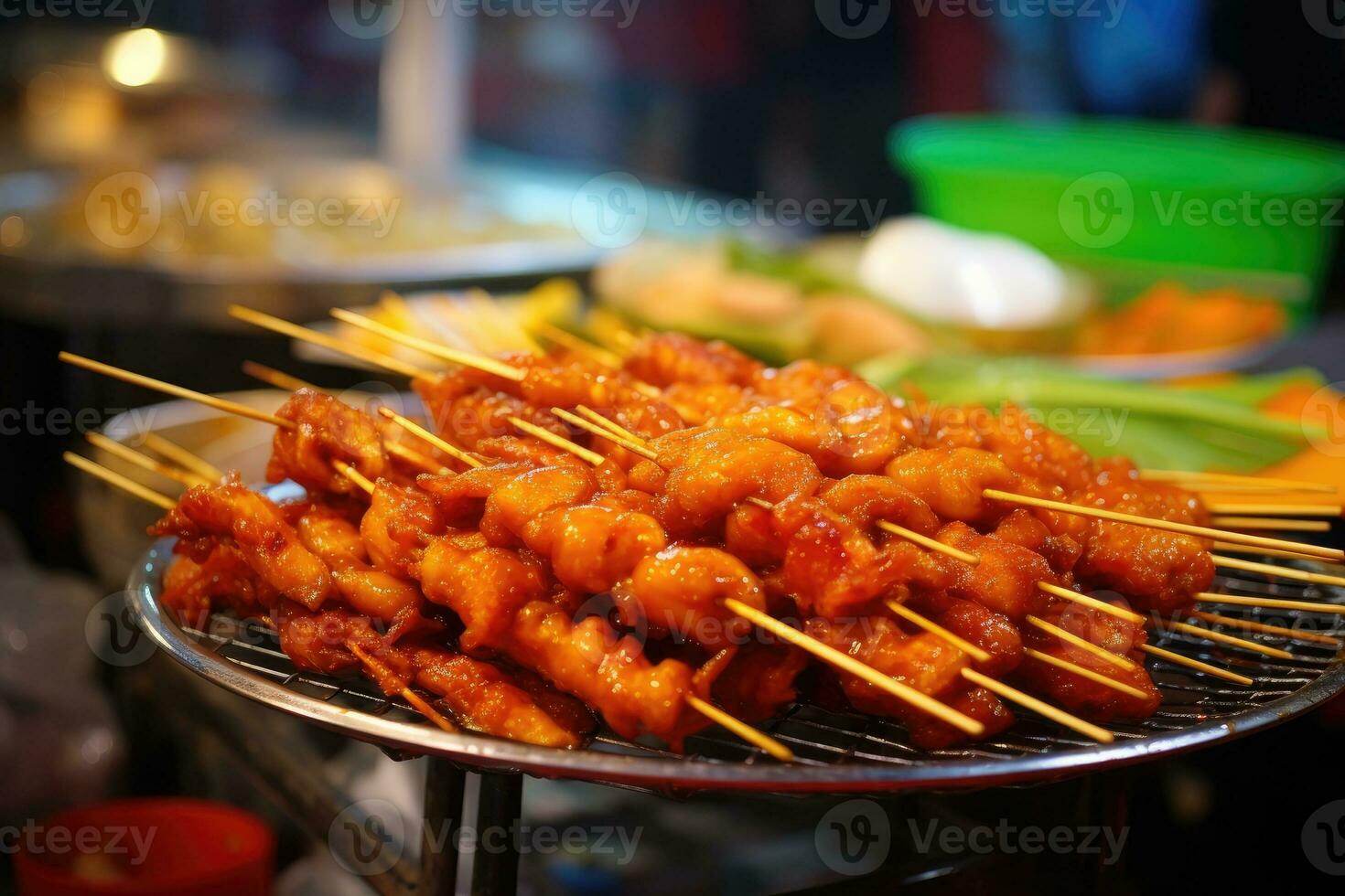 AI generated Fried food on a stick, Thai street food photo