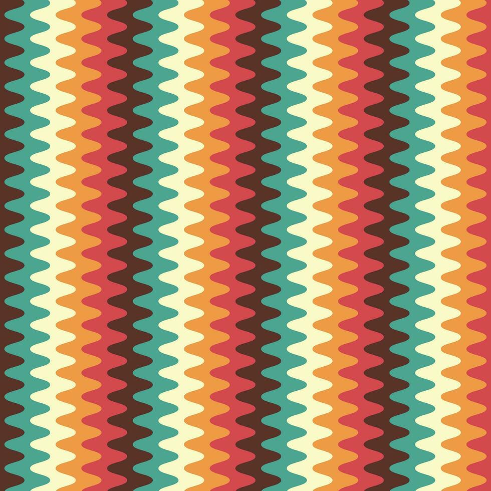 Retro striped wavy seamlepattern. 70s style abstract psychedelic waves flowing simple design. summer wavy stripes childish fabric print. Geometric texture. Vector illustration.