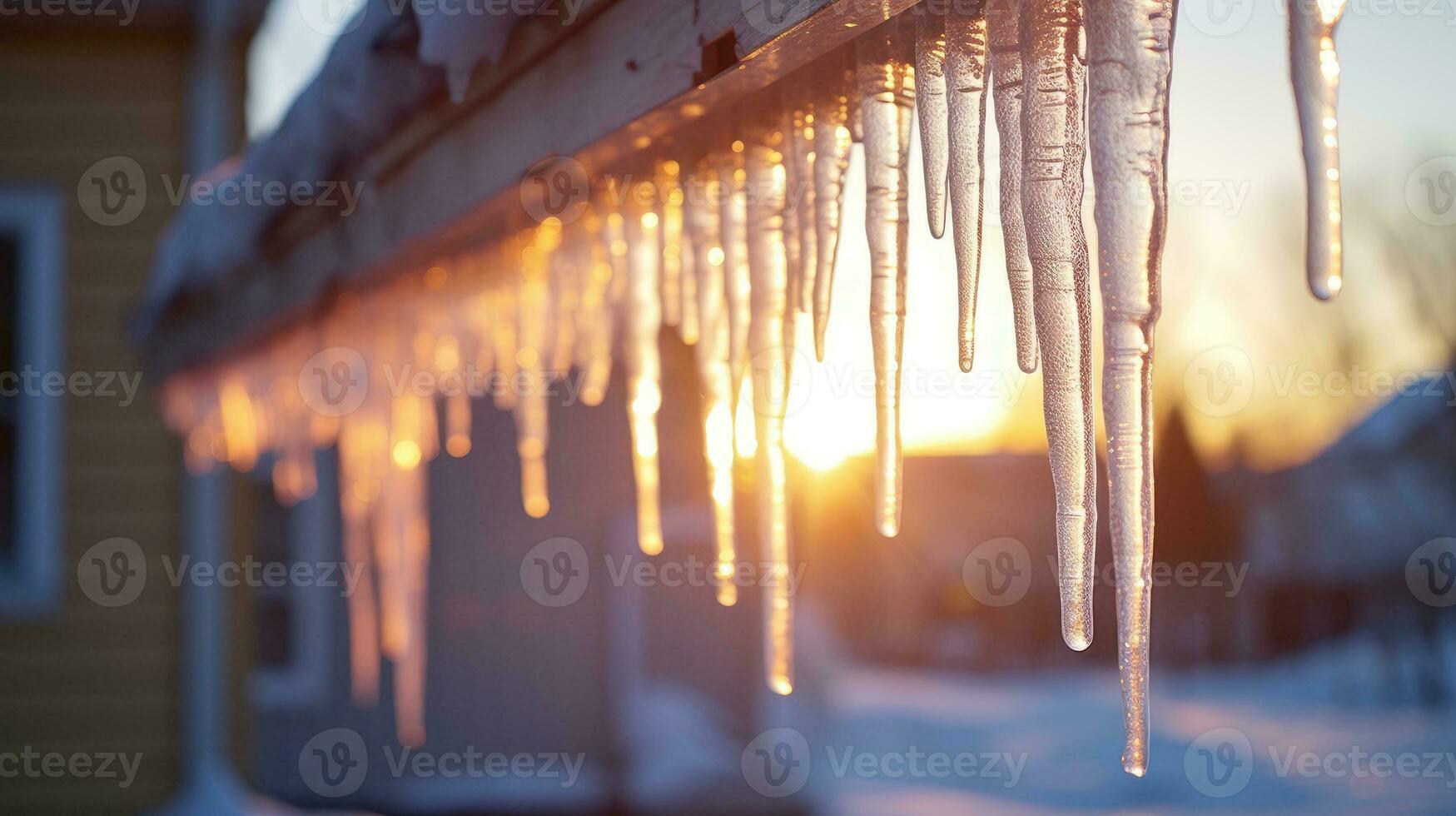 AI generated Icicles on the roof photo