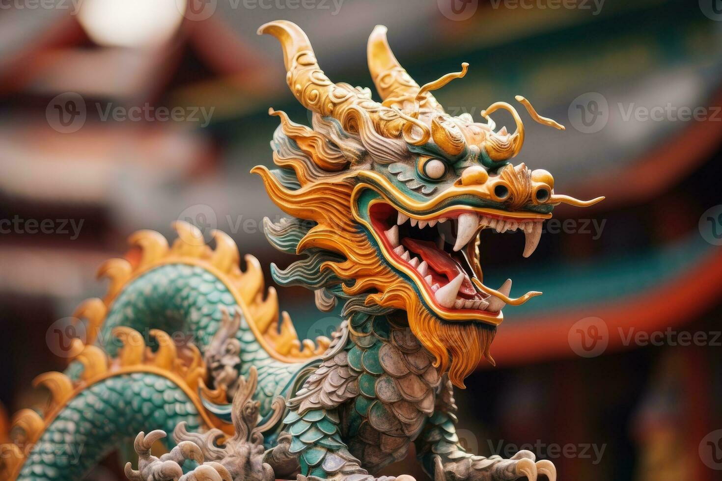 AI generated Chinese dragon. A symbol of luck and prosperity during Chinese New Year celebrations. photo