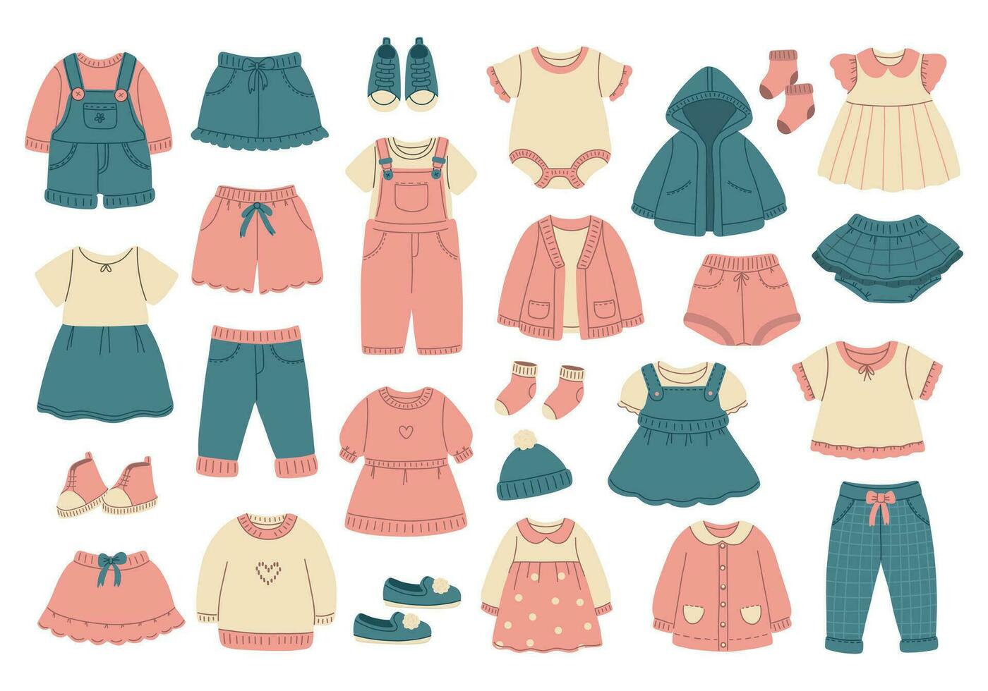 Flat Kids Clothes Set. Children Outfit Fashion Collection Stock Vector -  Illustration of colorful, cloth: 121036074