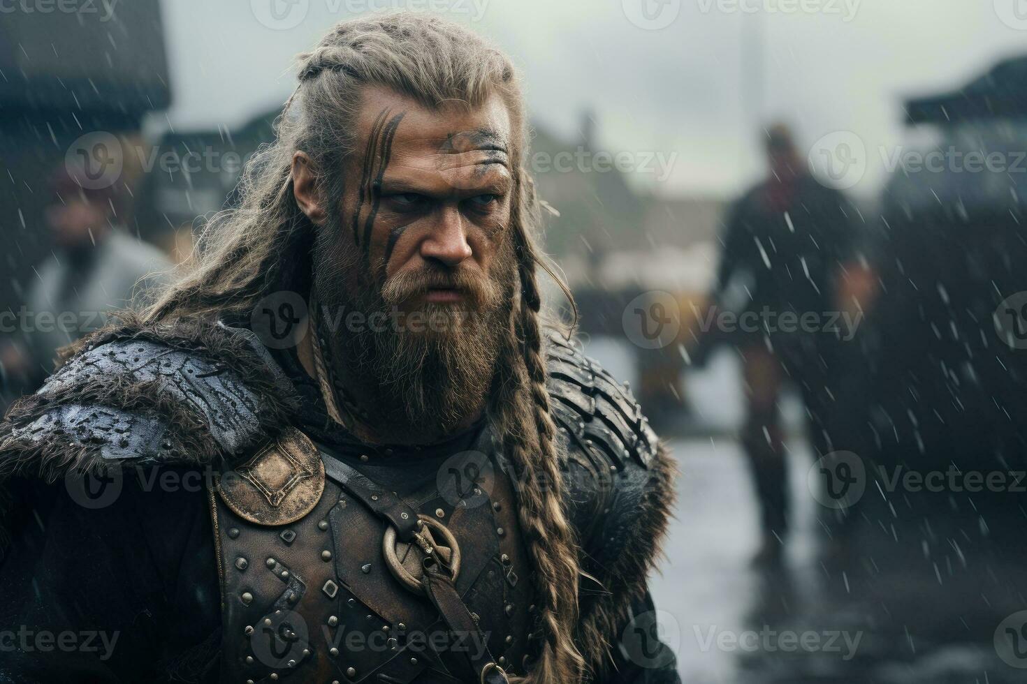 AI generated Portrait of a Viking warrior from Scandinavia. Viking war, Generative AI photo