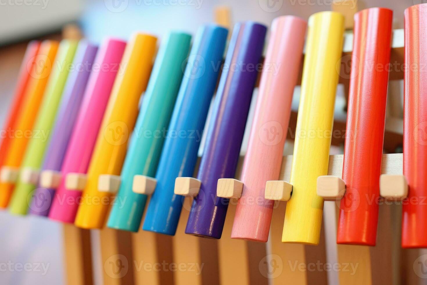 AI generated Colorful wooden xylophone on white background photo