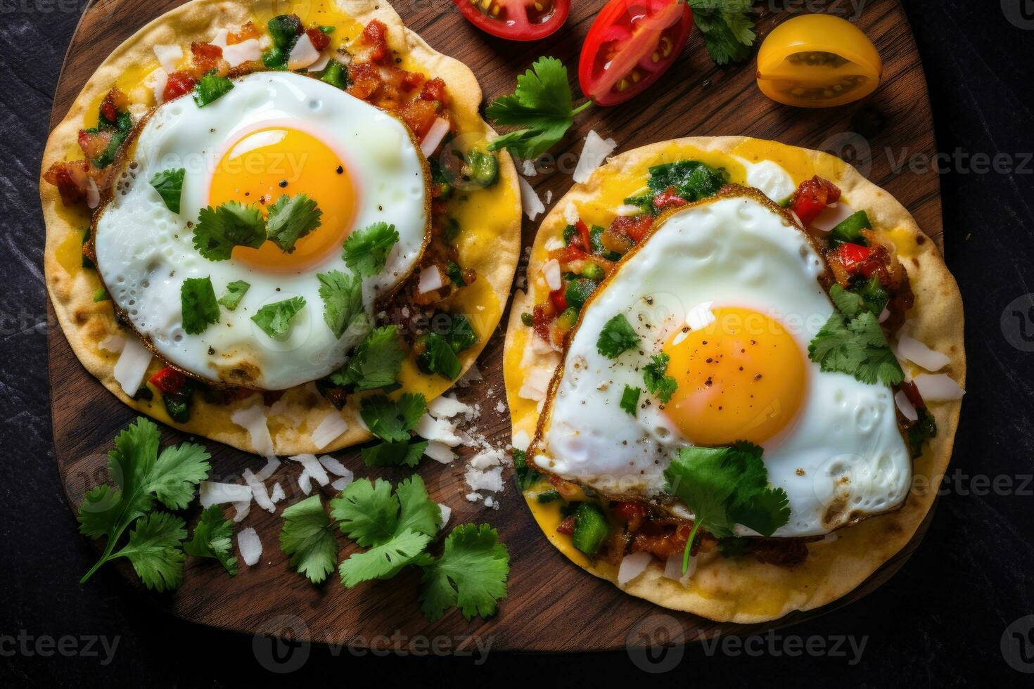 ai generado desayuno tostadas con huevo foto