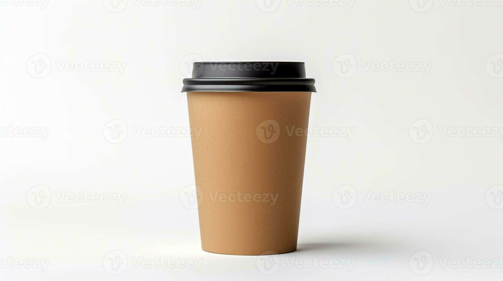 AI generated Blank Take Away Kraft Coffee Cup on White Background photo