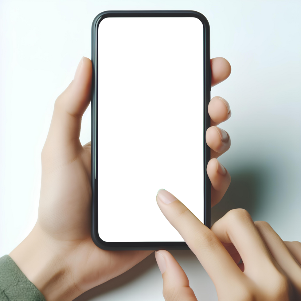 AI generated hand hold smart phone mockup png