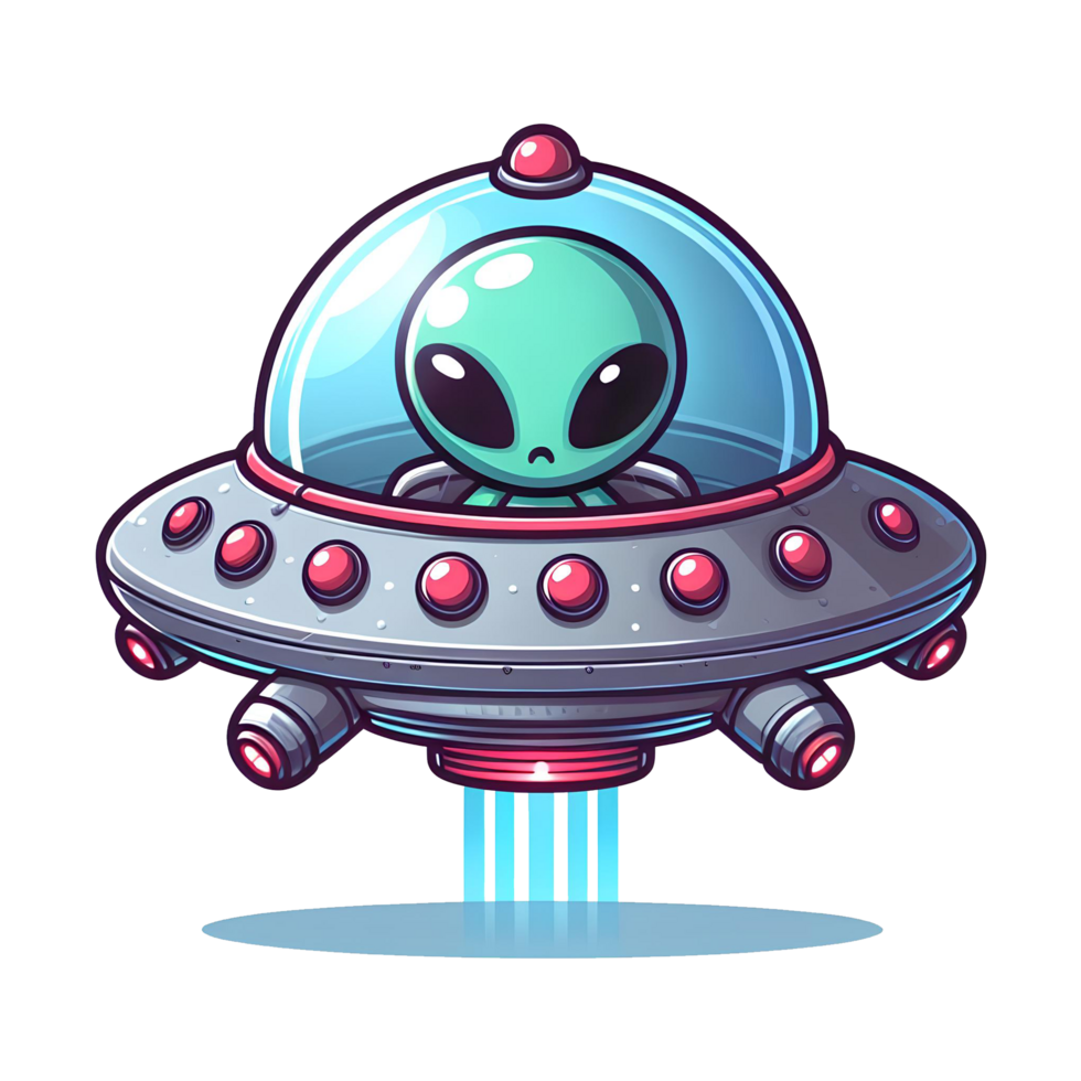 AI generated spaceship ufo alien cartoon on transparent background png