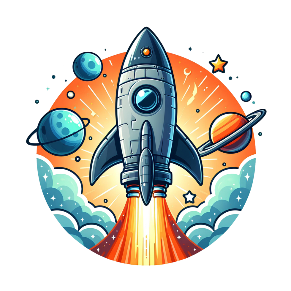 AI generated rocket in the sky - Rocket cartoon on transparent background png