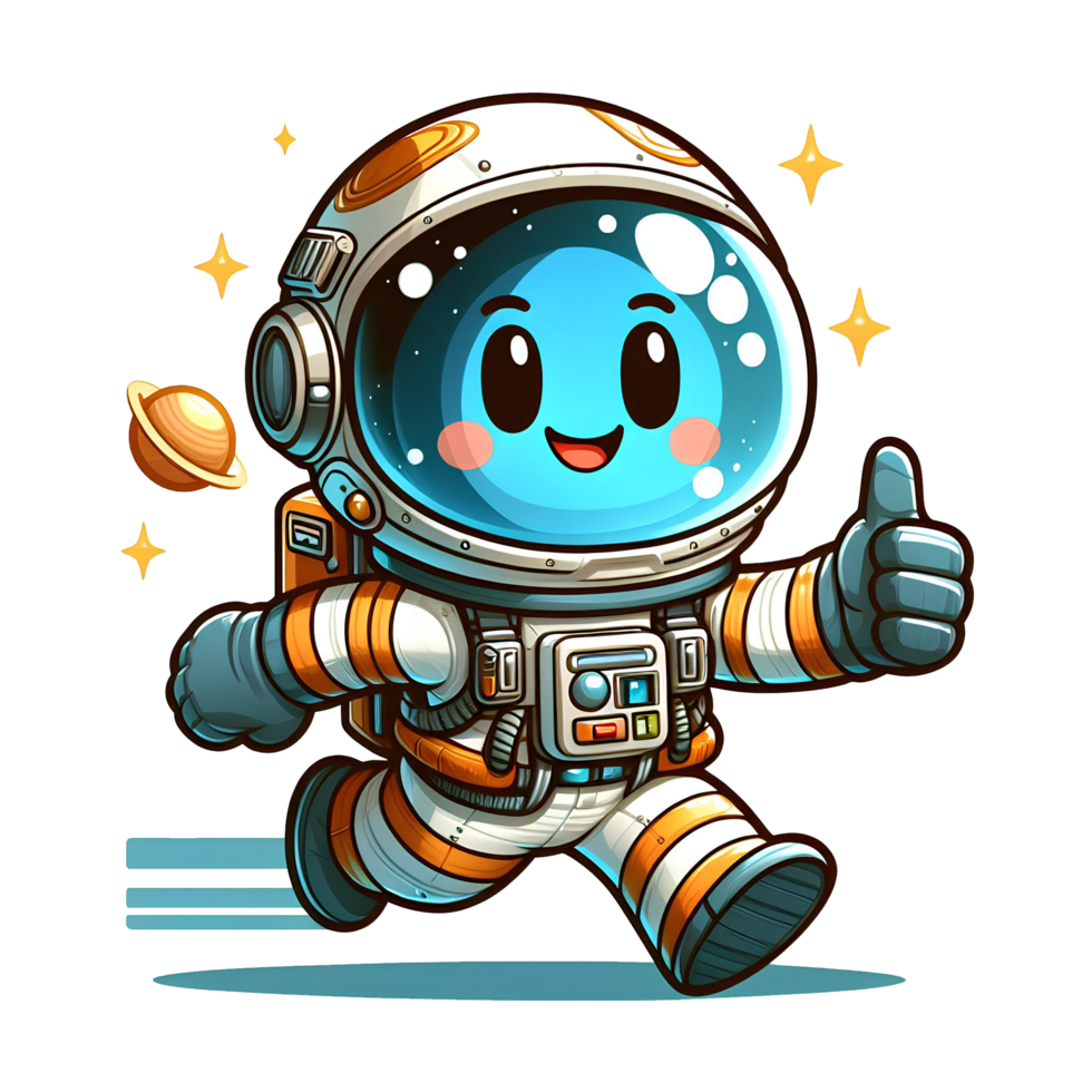 AI generated spaceship rocket illustration and astronaut - astronaut cartoon on transparent background png