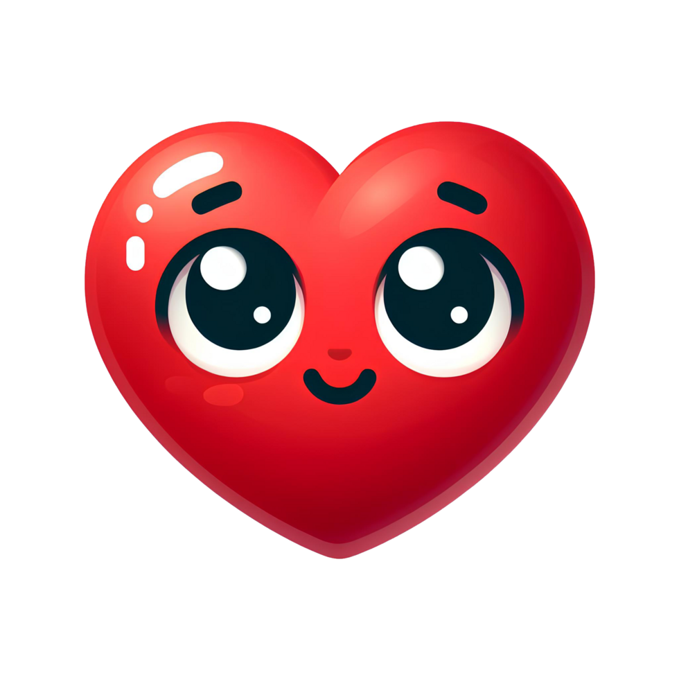 AI generated cartoon heart with eyes and smile on transparent background png