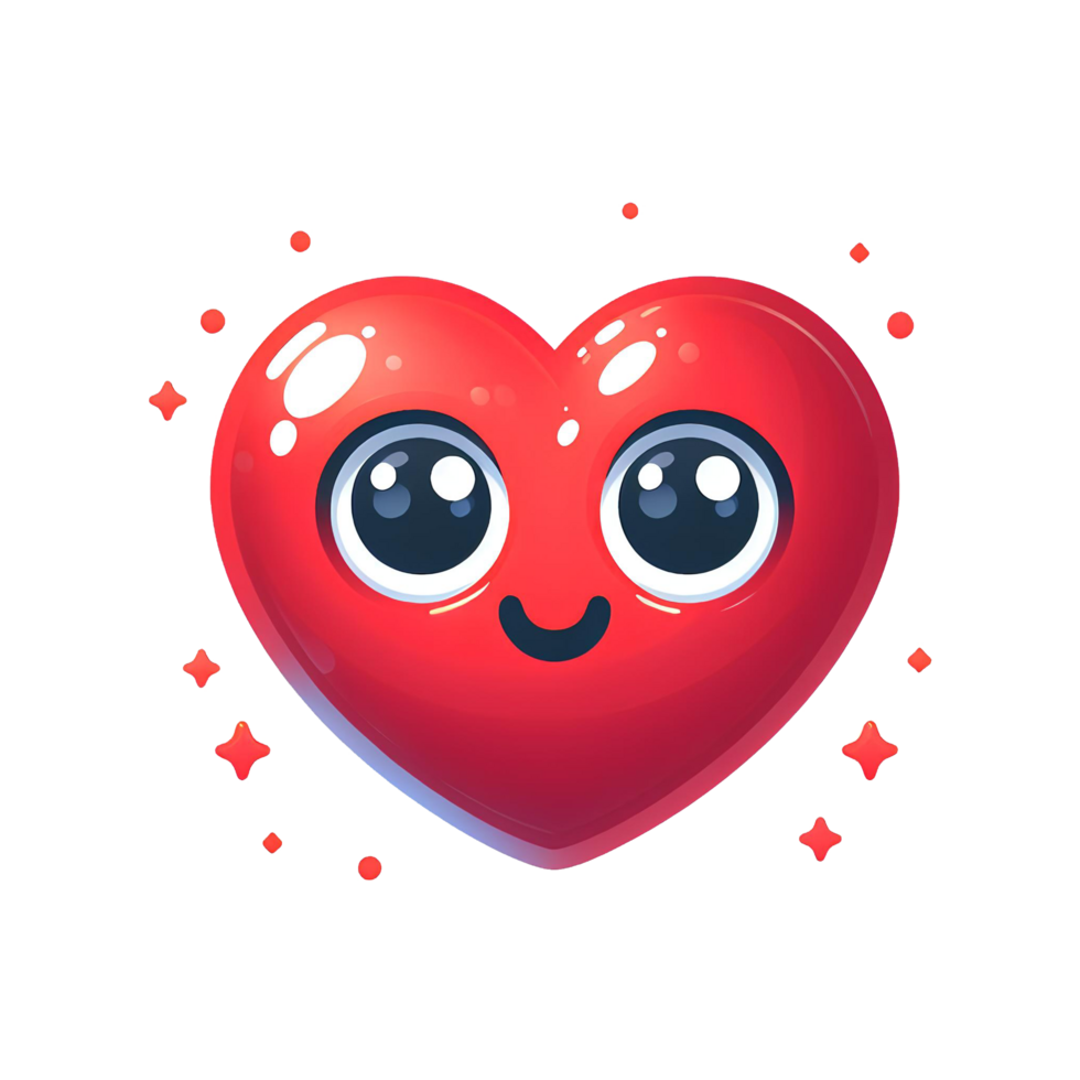 AI generated cartoon heart with eyes and smile on transparent background png