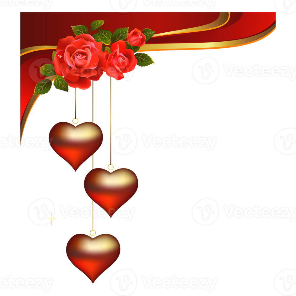 PNG - Decorative Hearts Pendants with Roses