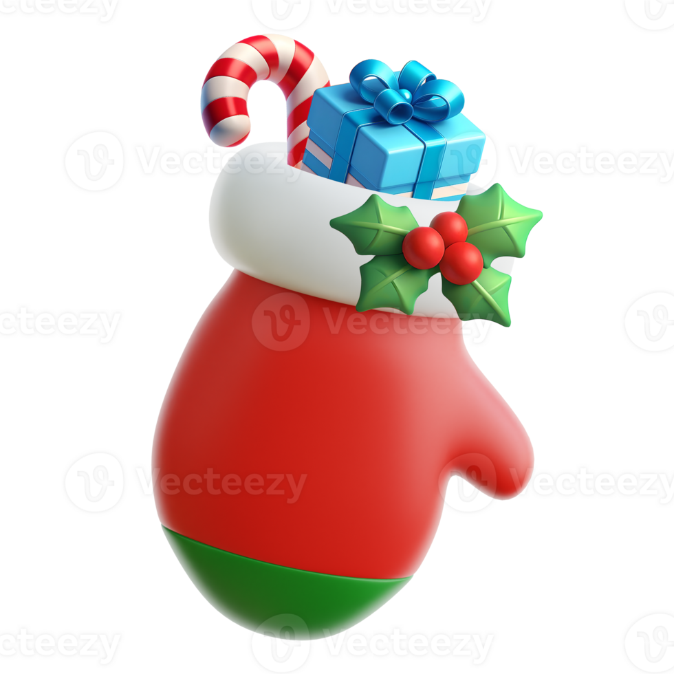 Christmas Glove 3d Icon Illustration png