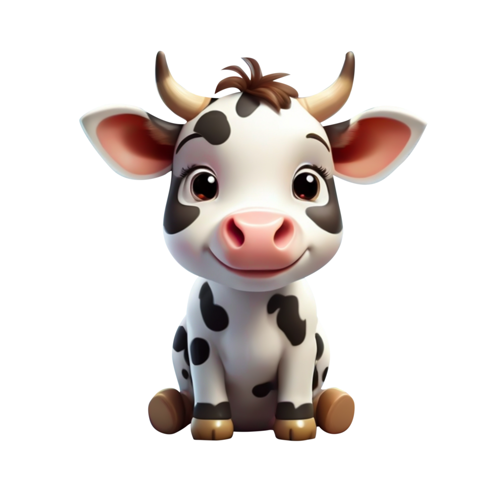 AI generated cute 3d cow png