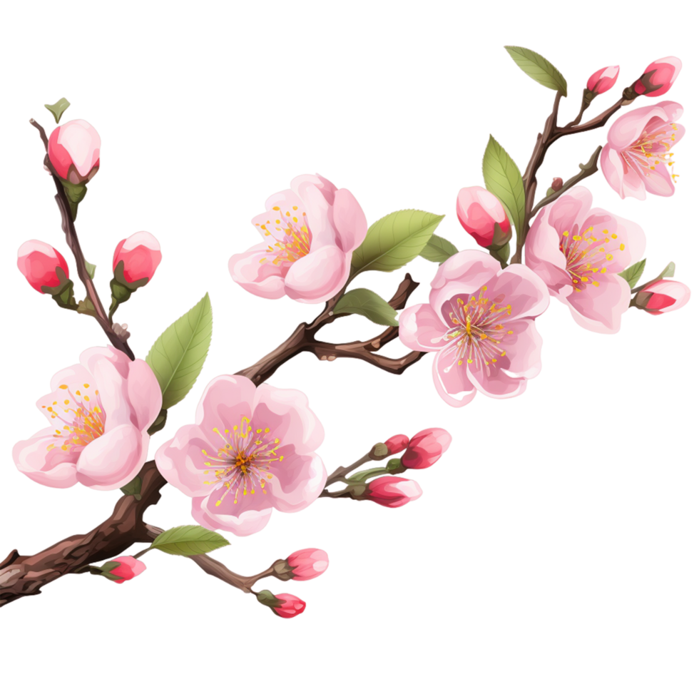 ai generado rosado flor primavera rama png