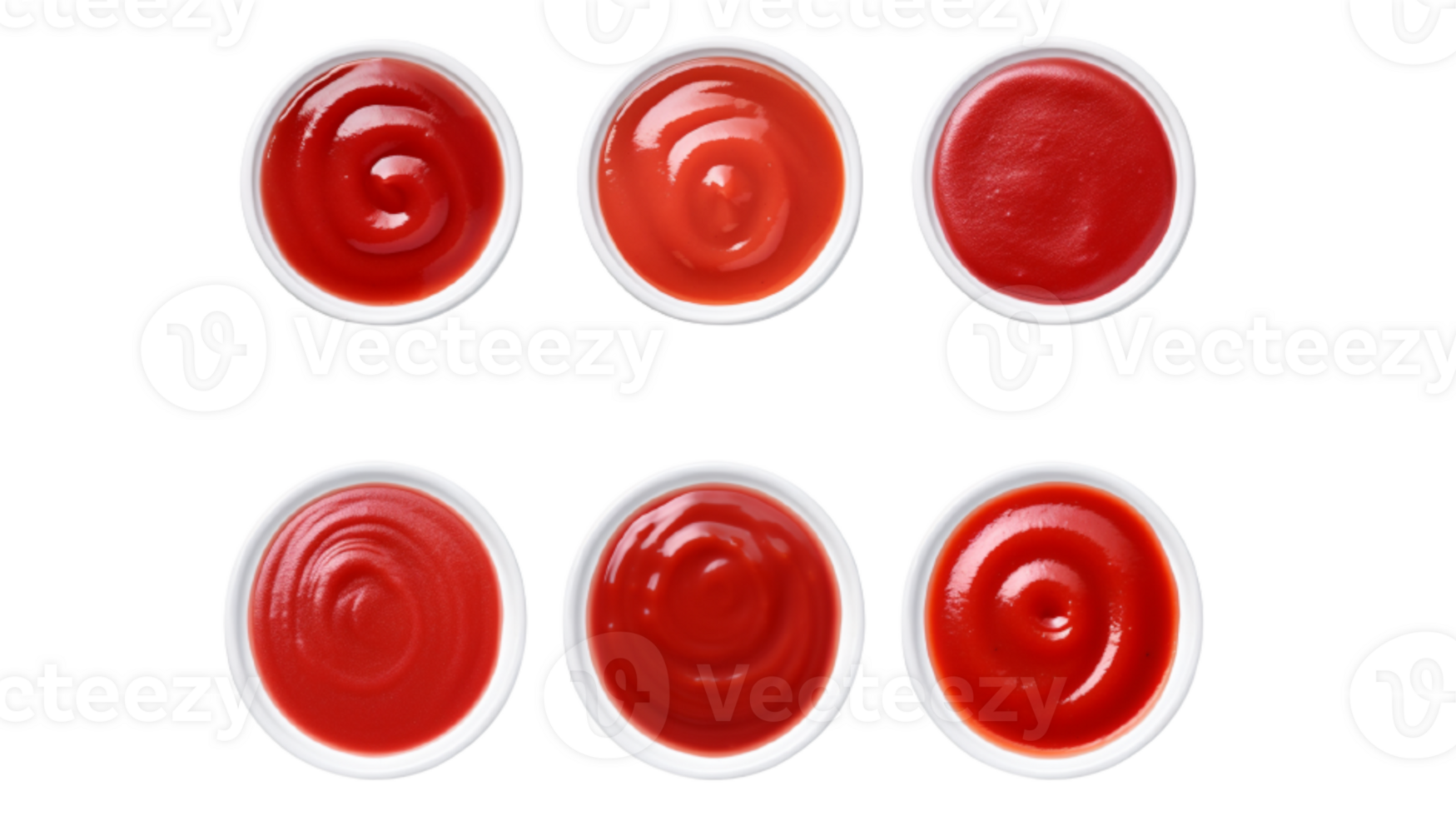 AI generated Collection of PNG. Ketchup bowls isolated on a transparent background. png
