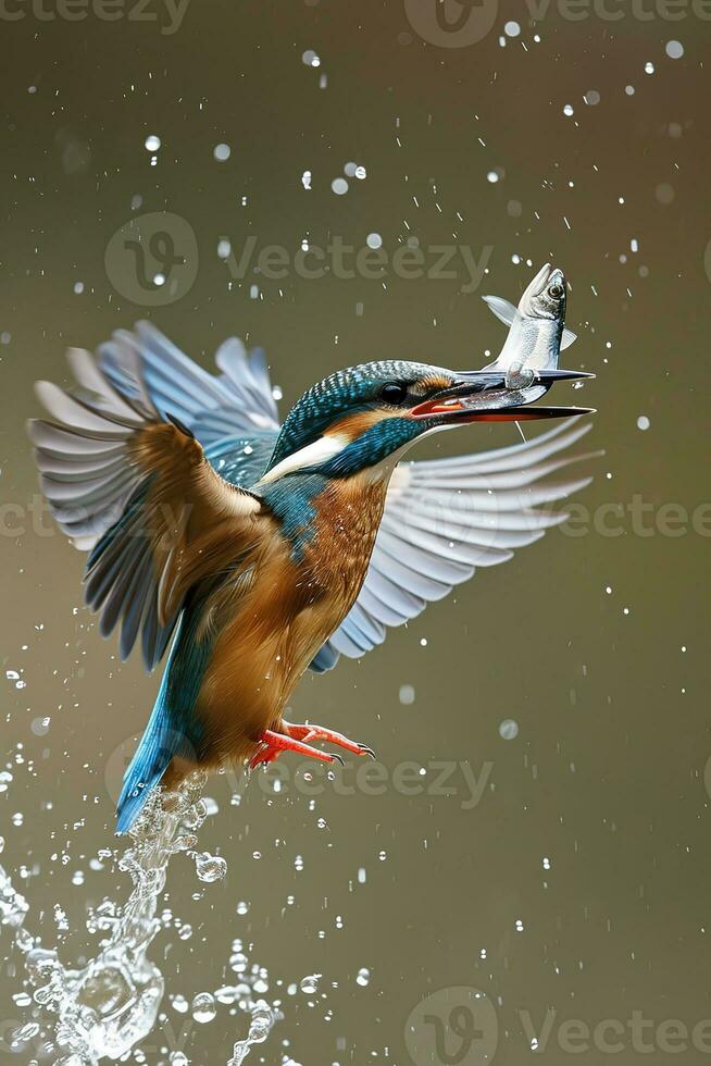AI generated a big fish is catching a Kingfisher photo