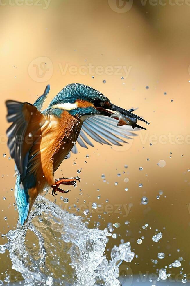 AI generated a big fish is catching a Kingfisher photo