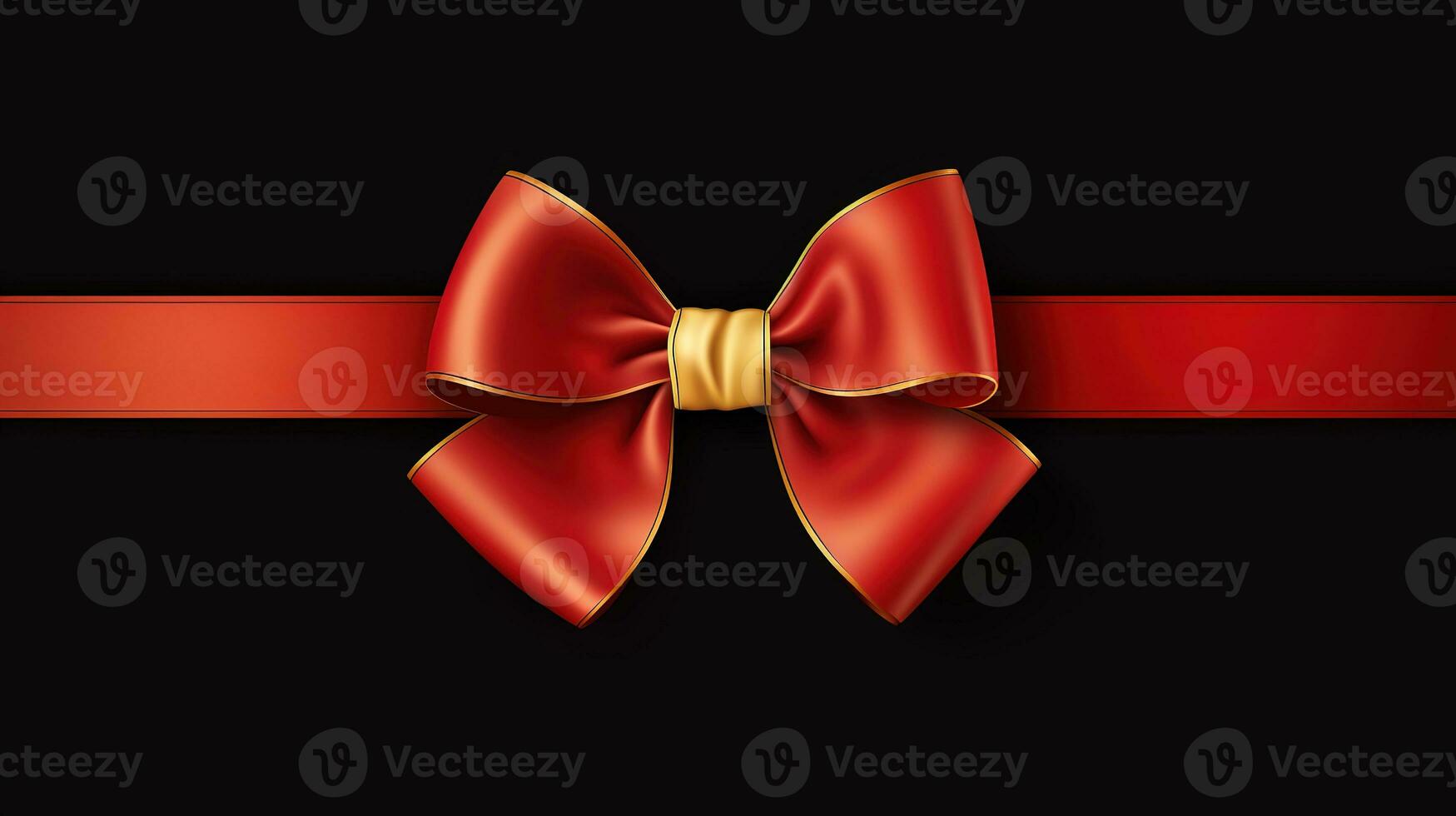 AI generated red ribbon and bow isolated white photo