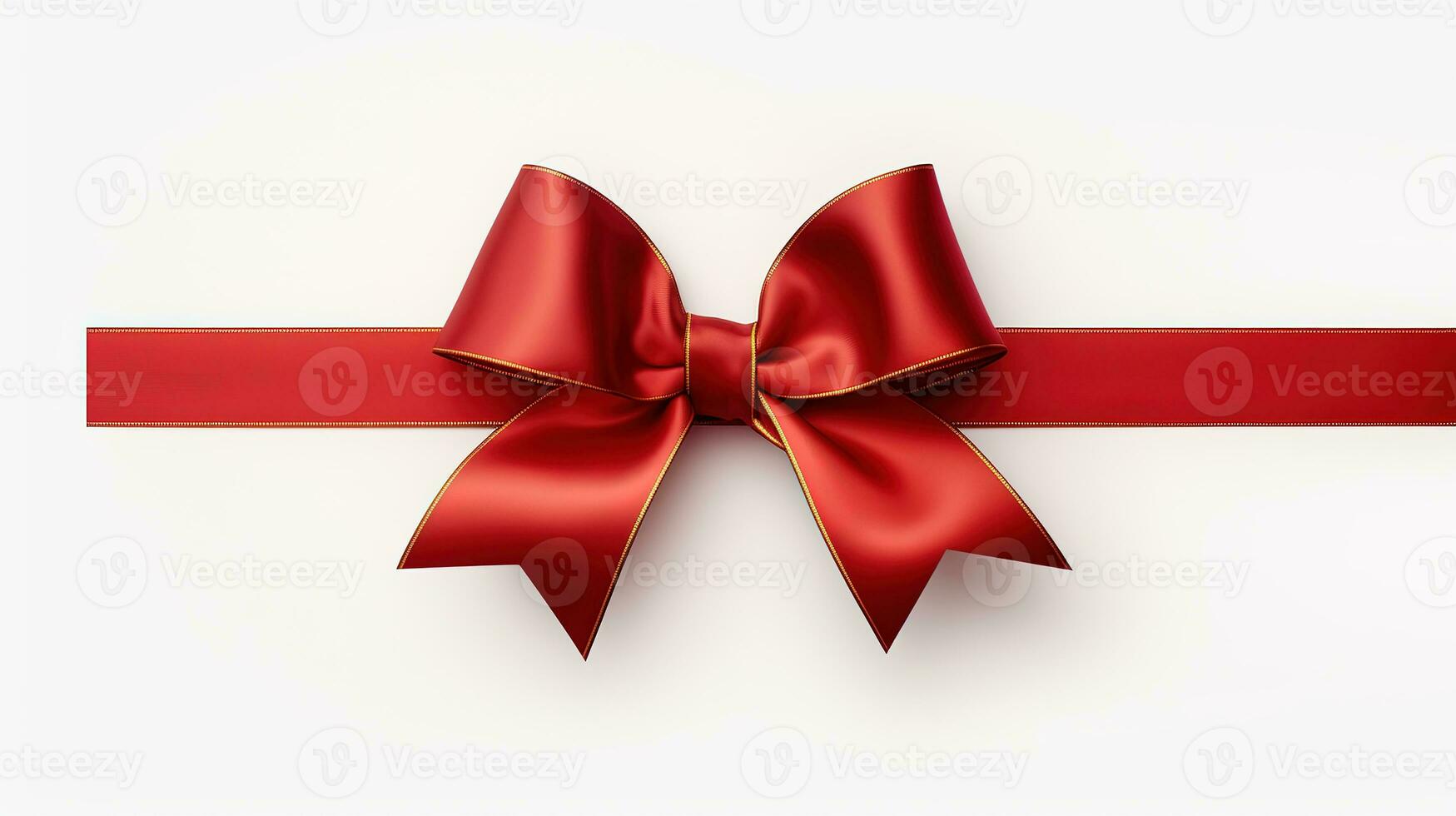 AI generated red ribbon and bow isolated white photo