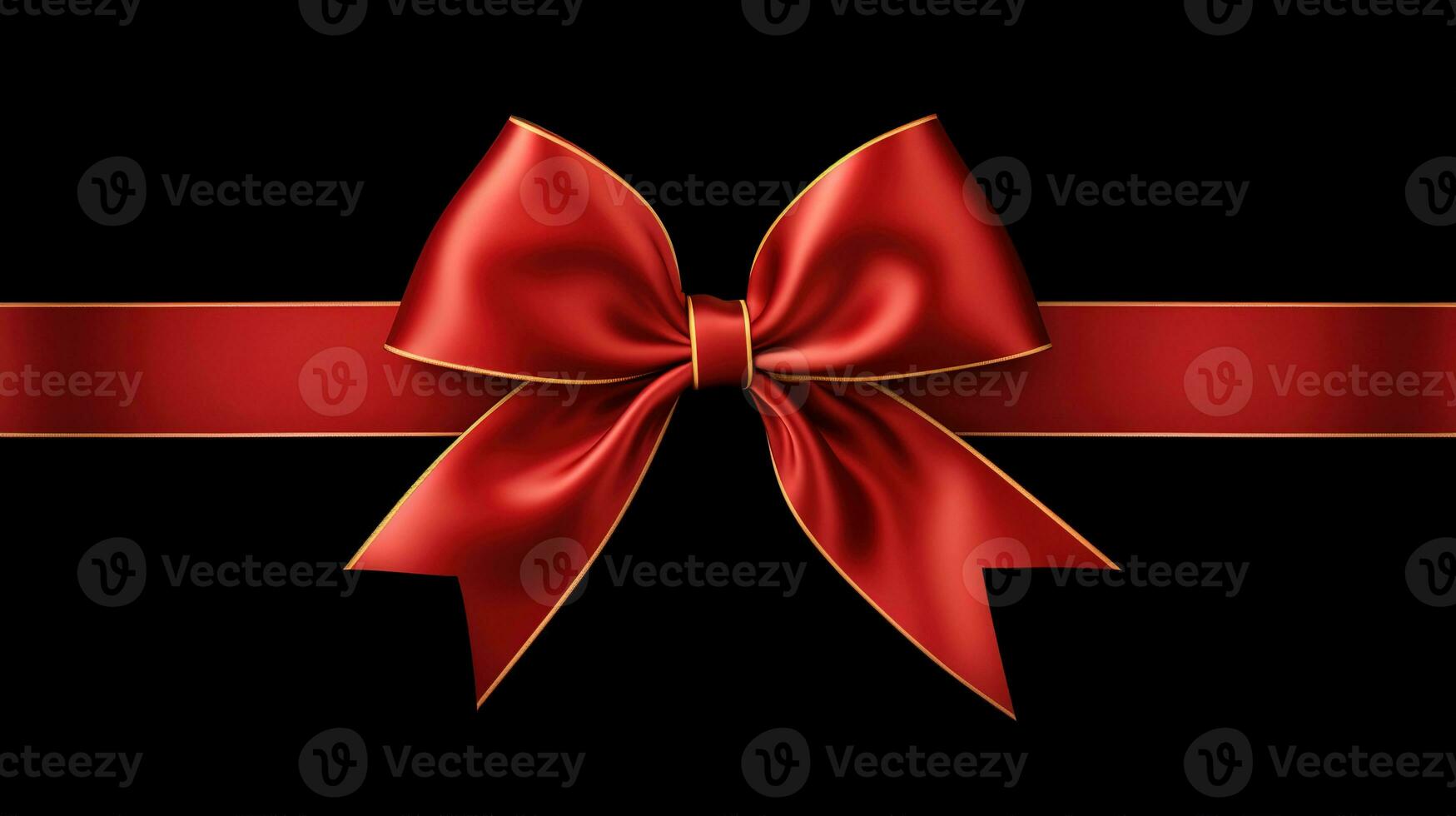 AI generated red ribbon and bow isolated white photo