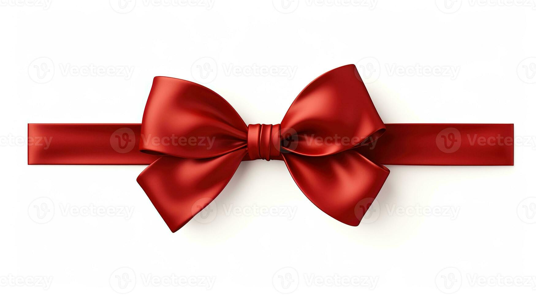 AI generated red ribbon and bow isolated white photo