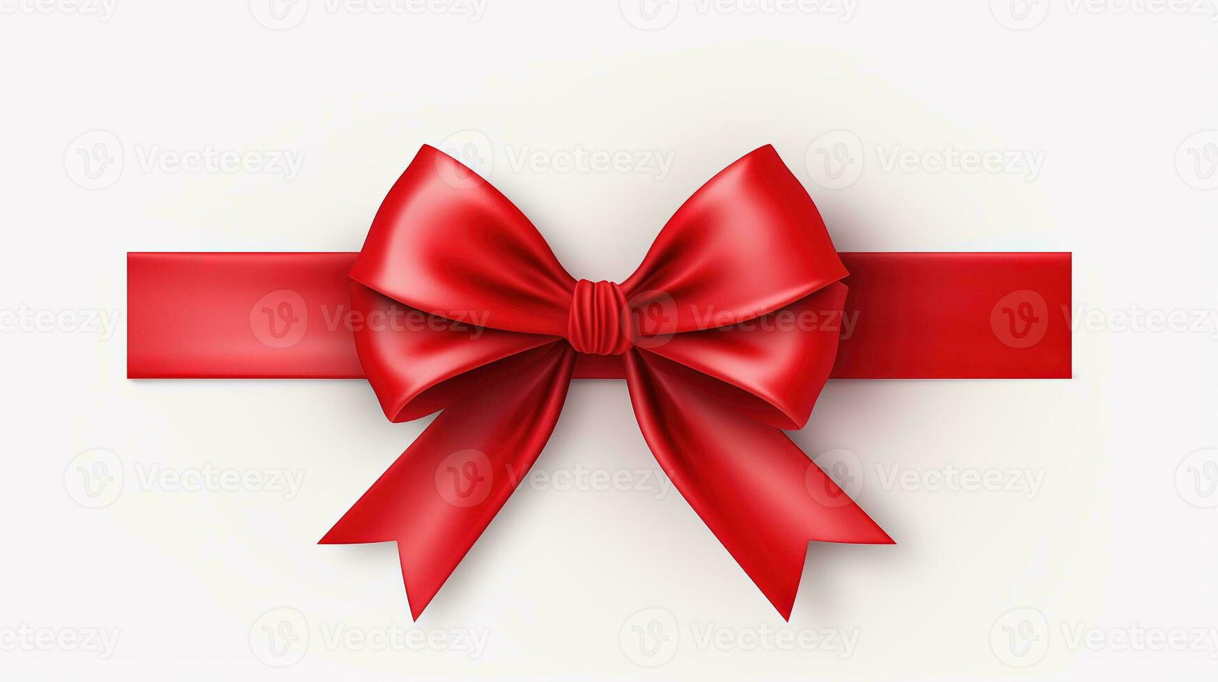 AI generated red ribbon and bow isolated white photo