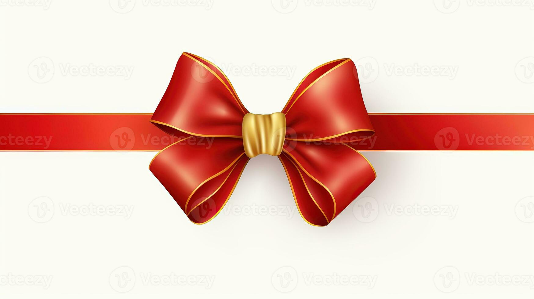 AI generated red ribbon and bow isolated white photo