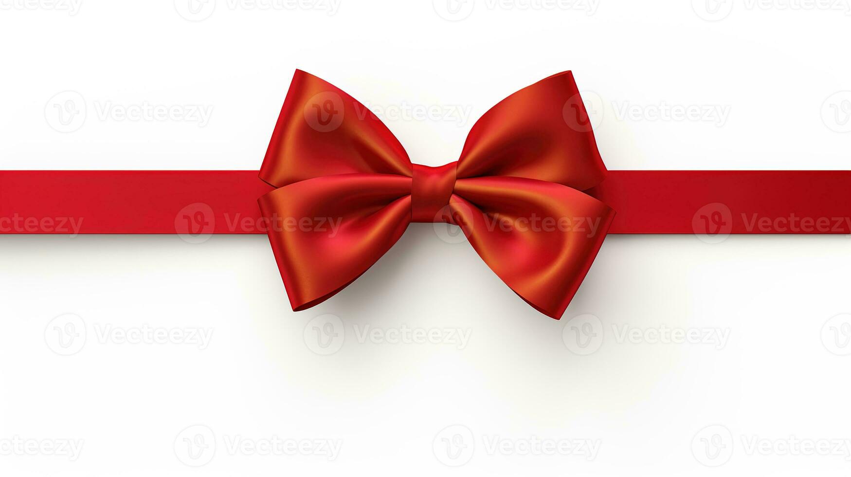 AI generated red ribbon and bow isolated white photo