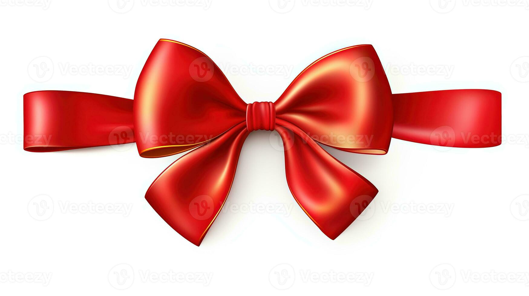 AI generated red ribbon and bow isolated white photo