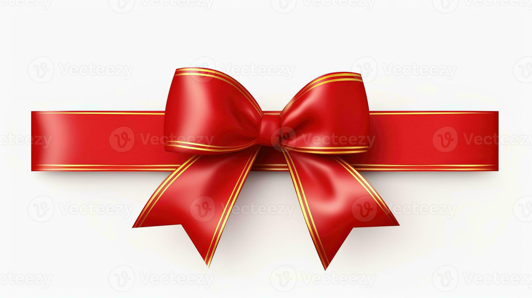 AI generated red ribbon and bow isolated white photo