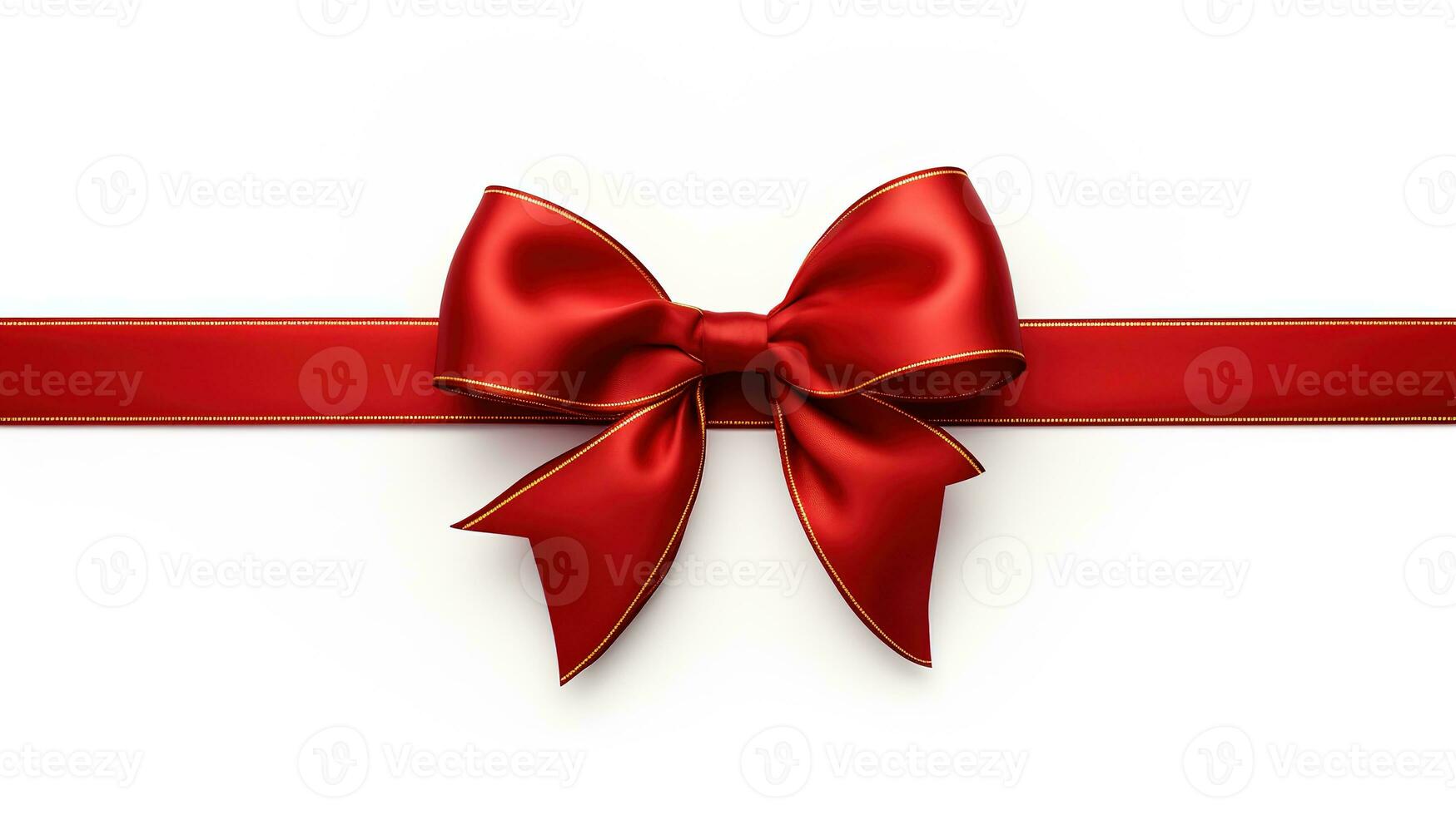 AI generated red ribbon and bow isolated white photo