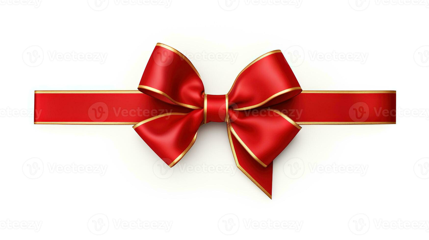 AI generated red ribbon and bow isolated white photo