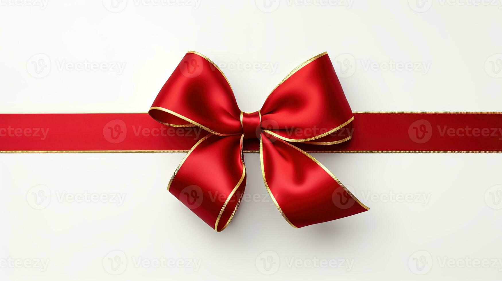 AI generated red ribbon and bow isolated white photo