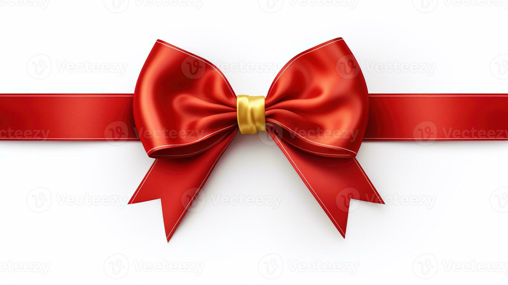 AI generated red ribbon and bow isolated white photo