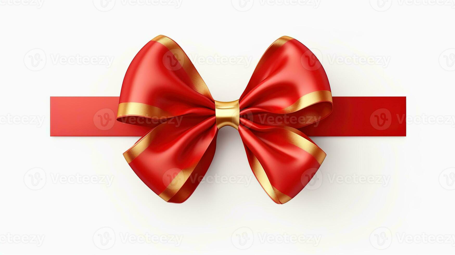 AI generated red ribbon and bow isolated white photo