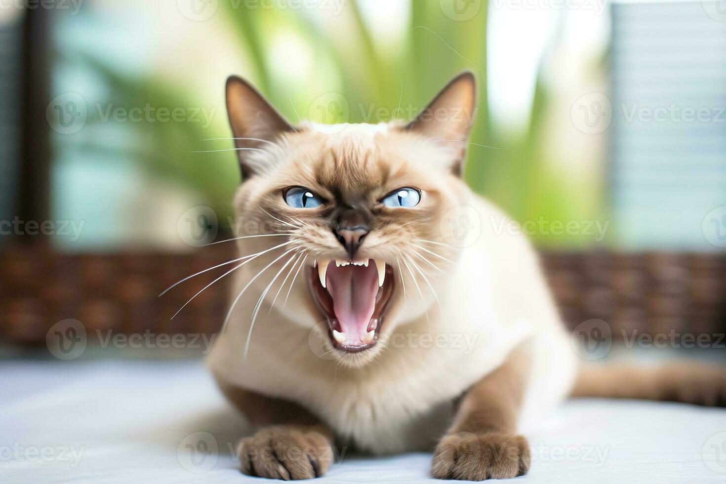 ai generado tailandés tonquinés gato silbido en un acogedor hogar antecedentes foto