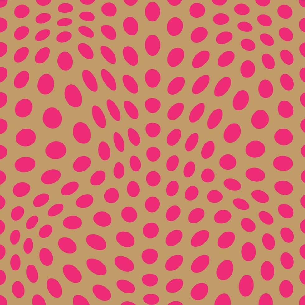 modern simple abstract seamlees pink color polka dot wavy distort pattern on cream color background vector