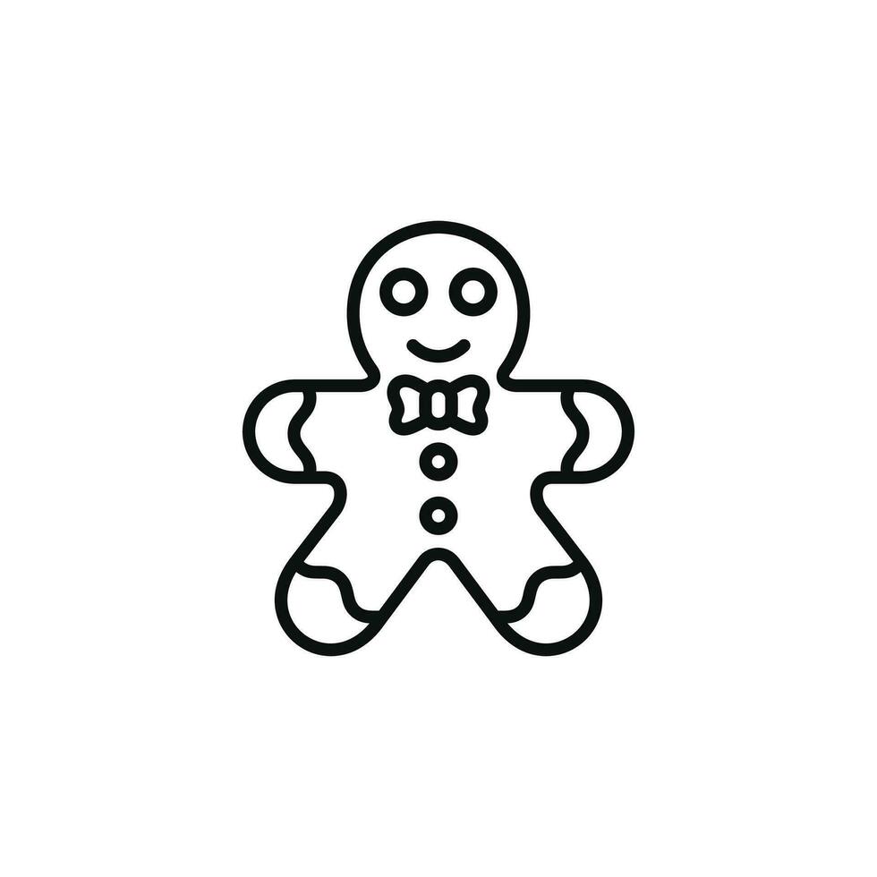 Gingerbread man line icon isolated on white background vector